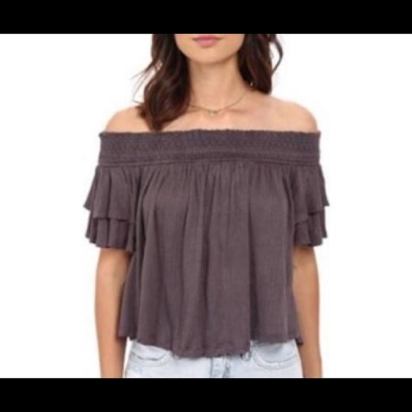 Free people off the shoulder purple top - Picture 4 of 4